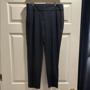 Ann Taylor Navy Trousers with Black beaded Accent stripe NWT size 6